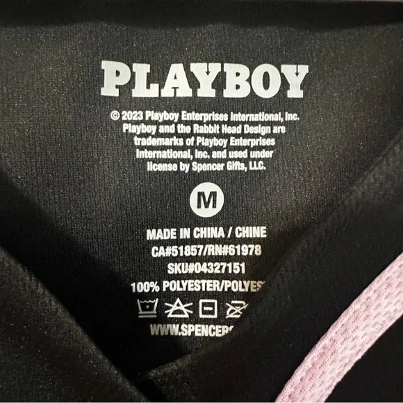 Playboy Crop Top Black Pink Baseball Shirt Jersey Raglan Bunny Logo Retro - Picture 2 of 3
